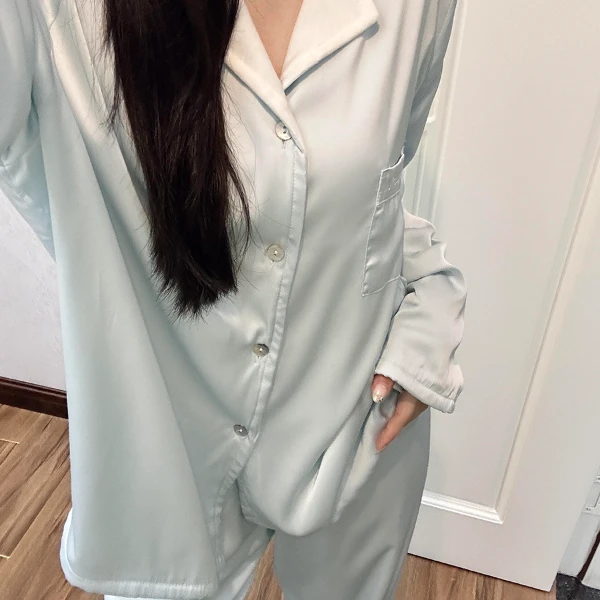 【爆款睡衣女】韩版简约风纯色银狐绒睡衣女秋冬新款加绒休闲家居服