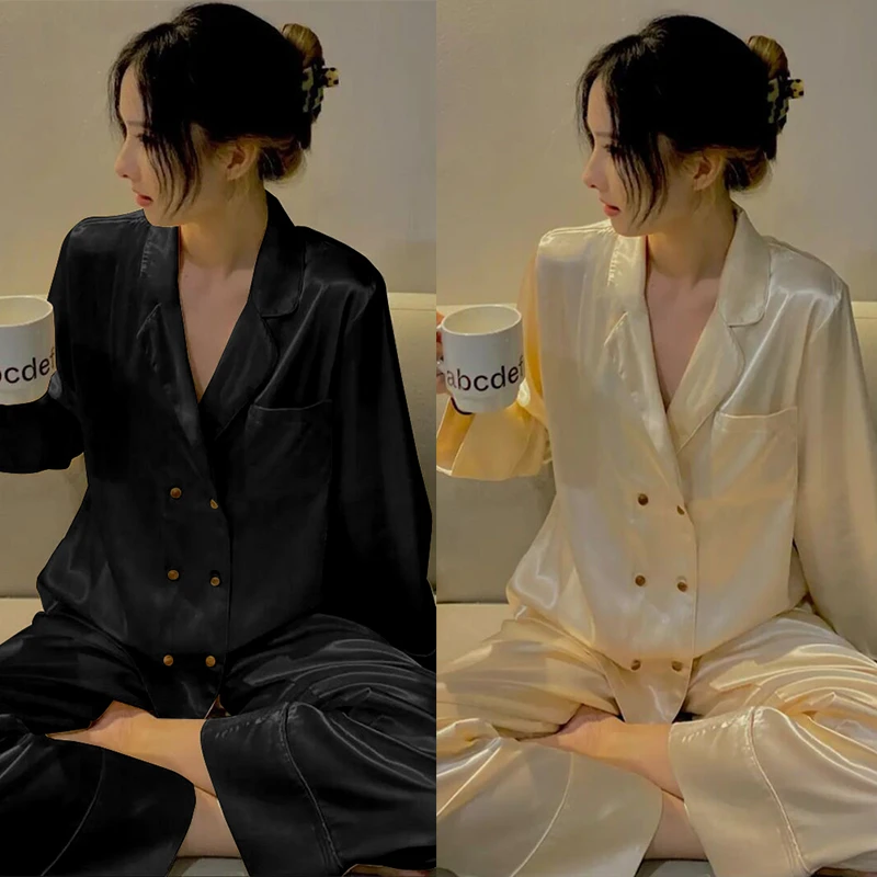 法式少女纯欲风长袖睡衣女2024春秋款开衫长裤家居服可外穿套装