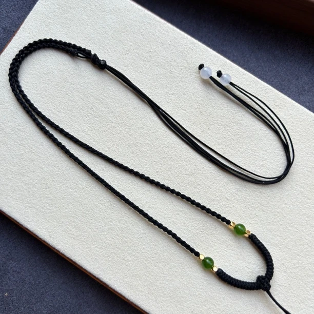 手工编织精致款细款四股金刚结挂坠绳锁骨绳细绳可调节黑色绳子