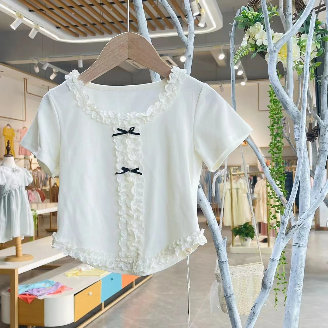 【童装】181497女童短袖T恤夏季儿童洋气时尚宝宝白色夏装T恤衣服