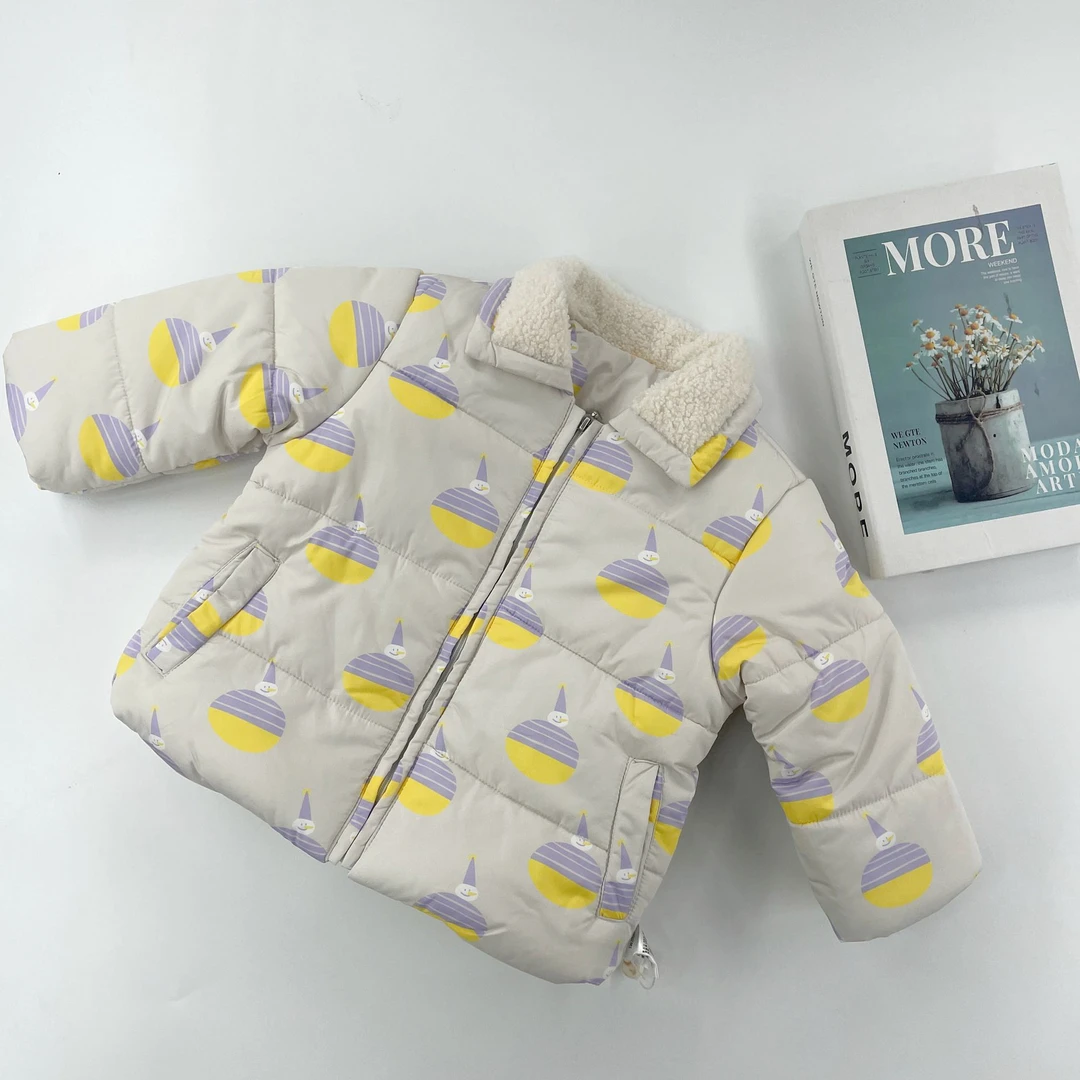 【童装】283012儿童冬款针织保暖秋冬翻领宝宝时尚冬季夹棉印花外套