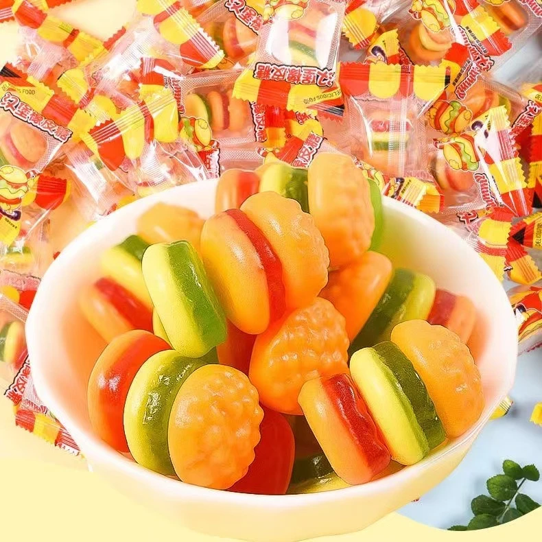 汉堡橡皮糖喜糖小吃零食爆款造型儿童汉堡软糖独立包散装零食批发
