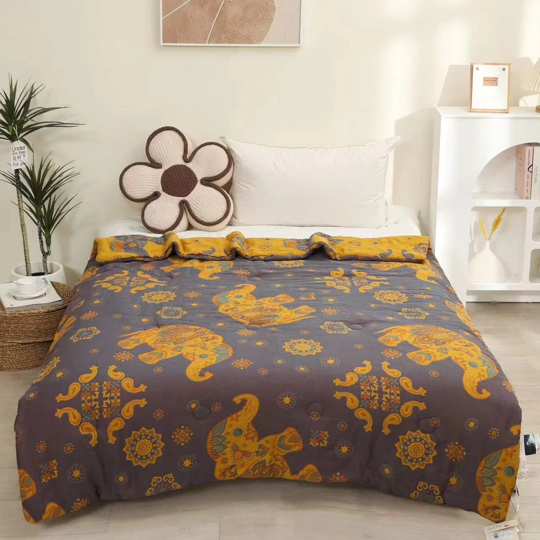 【吉象】全棉双层纱秋冬被亲肤可水洗加厚多功能