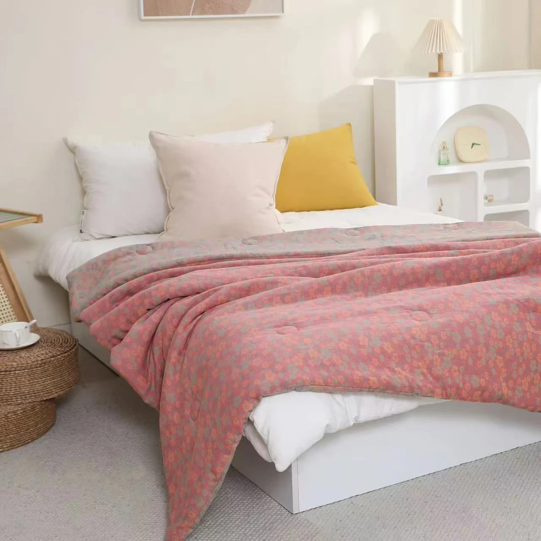 【粉碎花】单人被150*200秋冬被全棉双层纱亲肤可水洗加厚多功能