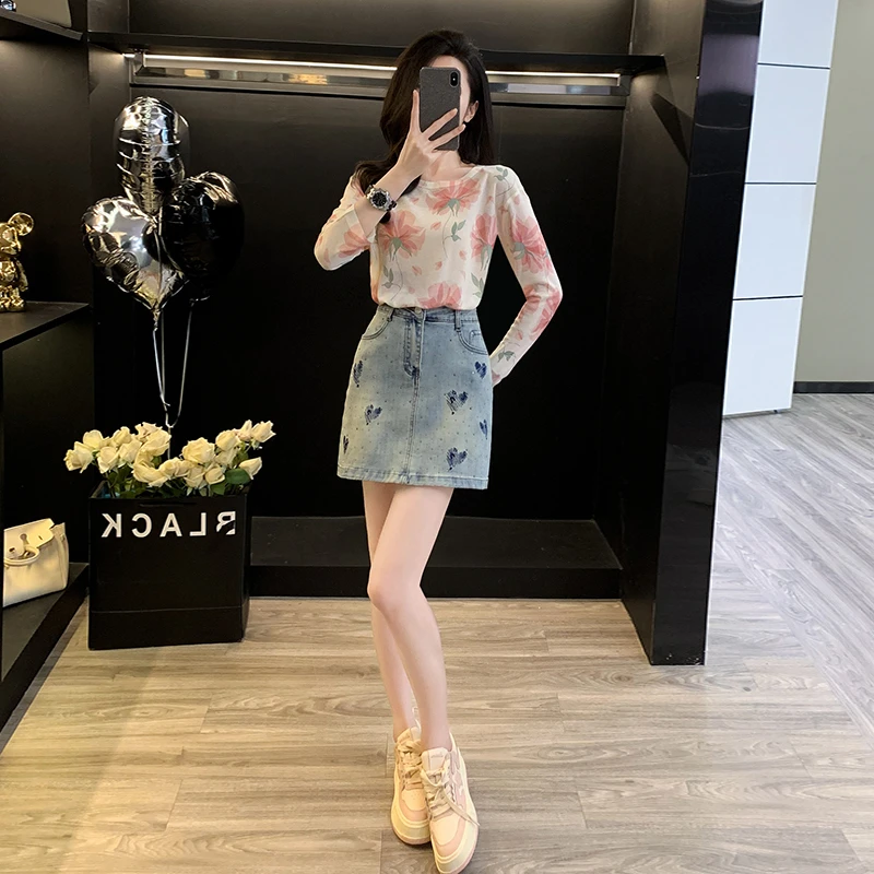 扎染冰丝网纱透气针织衫女薄款春秋2025新款印花长袖防晒罩衫上衣