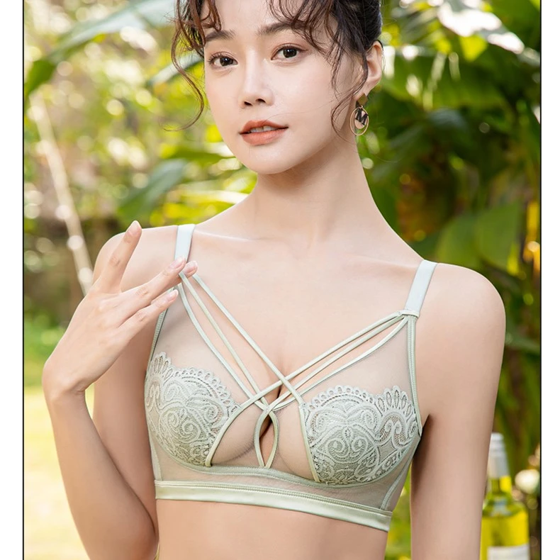 超轻薄透舒适气性感蕾丝内衣女士显小聚拢收副乳文胸美胸夏季胸罩