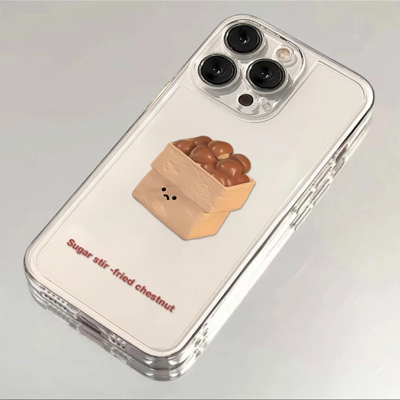 糖砂栗子苹果13手机壳iphone15防摔12/11透明精孔7/8全包14新款xs