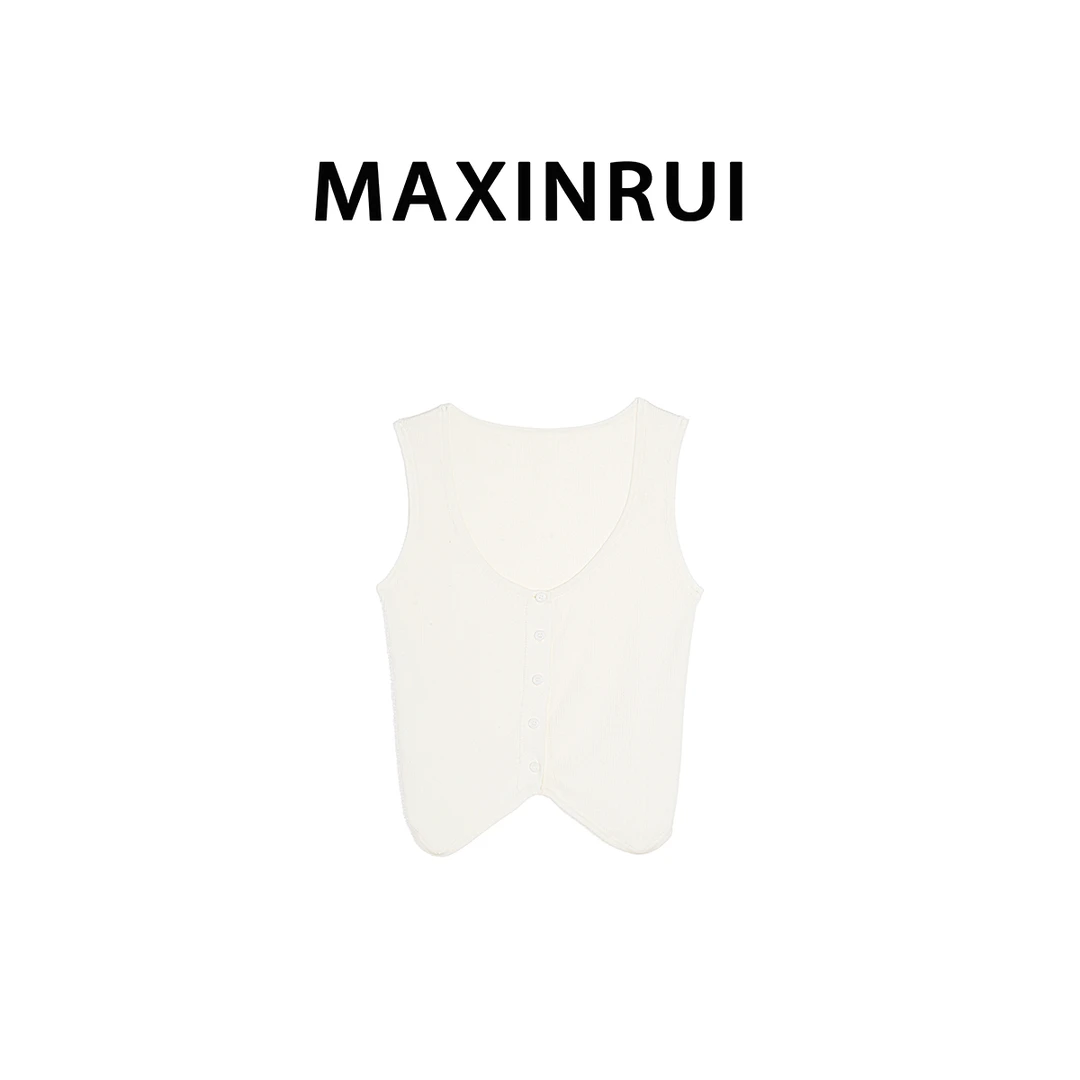 MAXINRUI 轻奢针织百搭无袖设计感小香风气质时尚小众马甲R8019