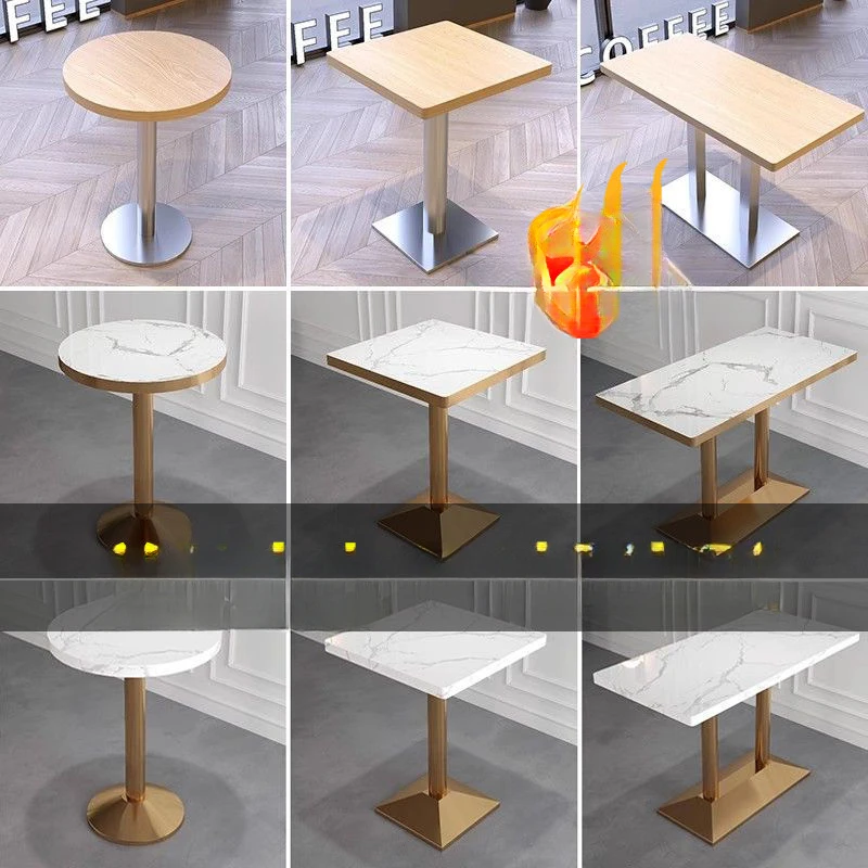 快餐桌椅套装组合饭店餐厅小吃餐饮商用桌子奶茶店咖啡厅小圆方桌