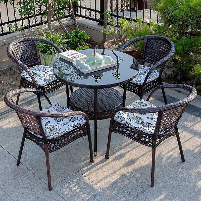 户外桌椅庭院露天室外休闲阳台桌椅组合藤椅三件套藤编椅别墅花园
