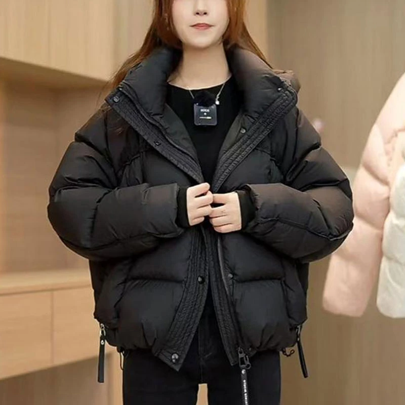 冬季棉服女款爆款2025新款连帽宽松夹棉面包服加厚蓬松感棉衣外套