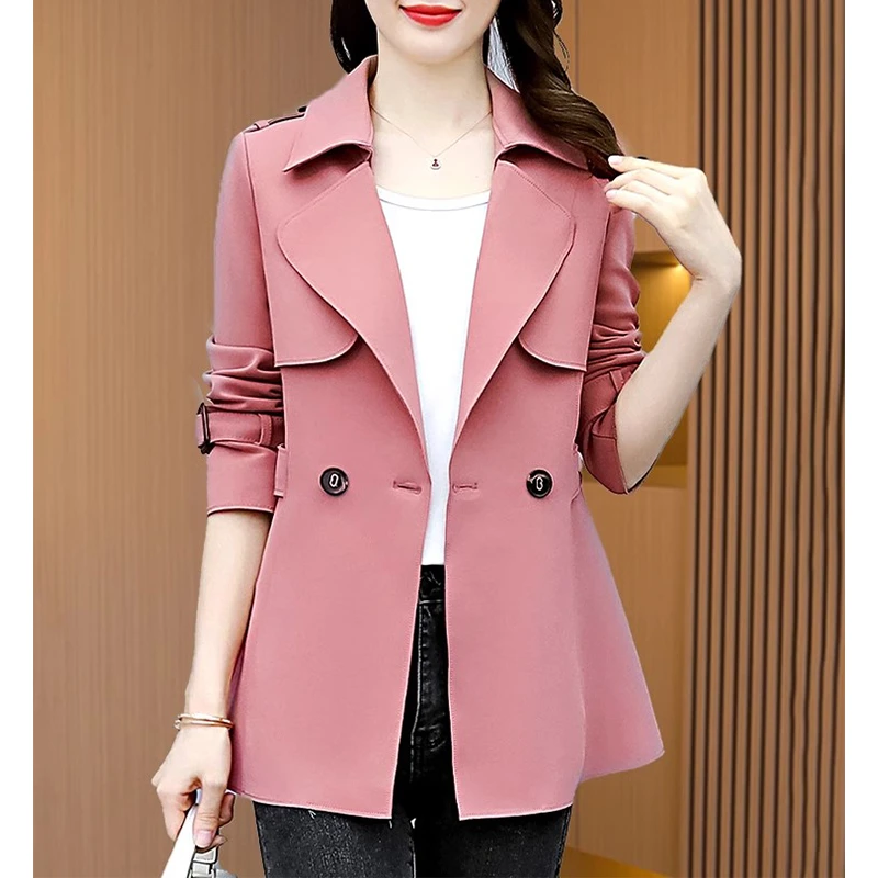 韩版纯色修身风衣外套女春秋2025新款小个子时尚洋气设计感上衣潮