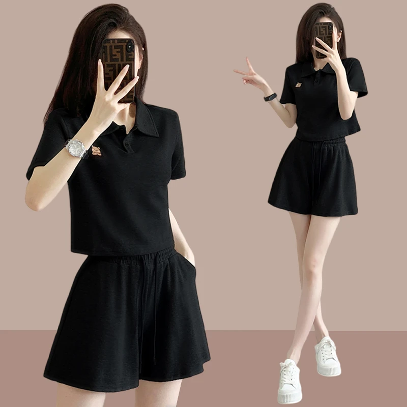 夏季休闲套装女款爆款2025新款洋气减龄宽松运动短袖短裤两件套女