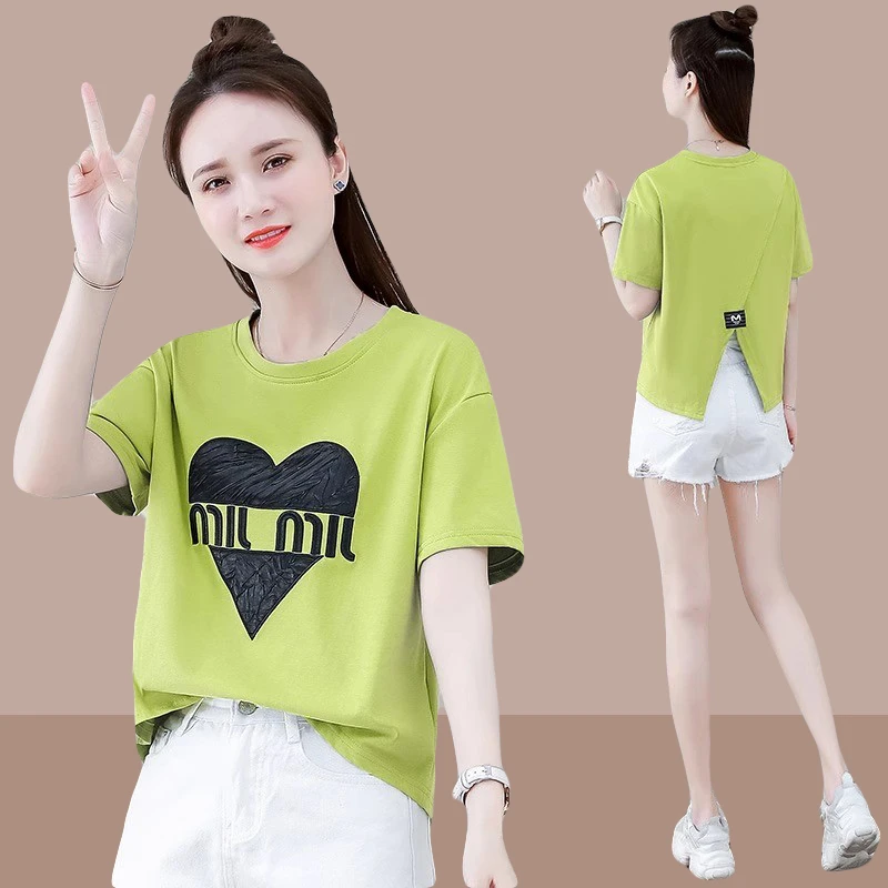 2025夏季新款女士短袖t恤小个子女装潮牌体恤衫洋气百搭短款上衣