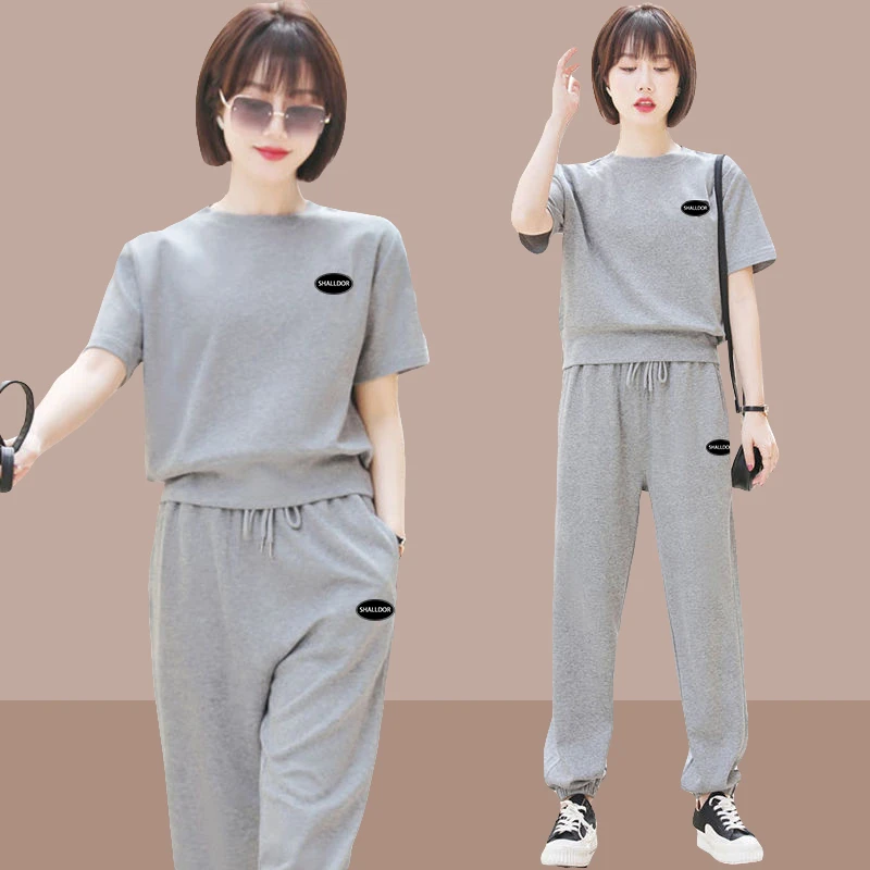 夏季休闲运动套装女2025新款爆款洋气高档户外宽松短袖气质两件套