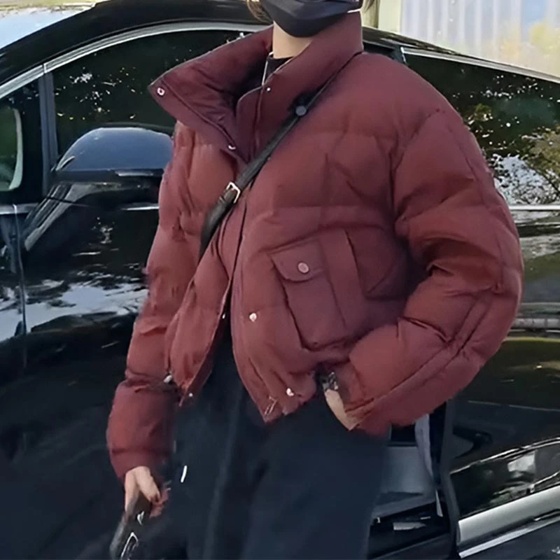 2025年秋冬季新款韩版时尚加厚棉服外套保暖立领宽松短款面包服潮