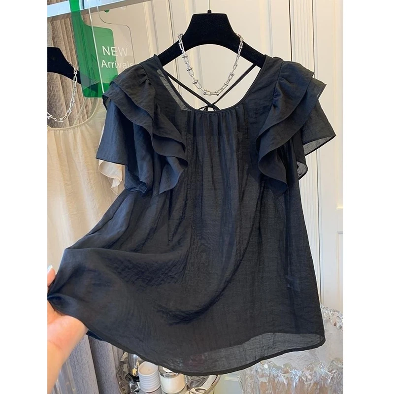 2025新款夏季显瘦气质百搭女士短袖薄款休闲时尚洋气气质纯色上衣