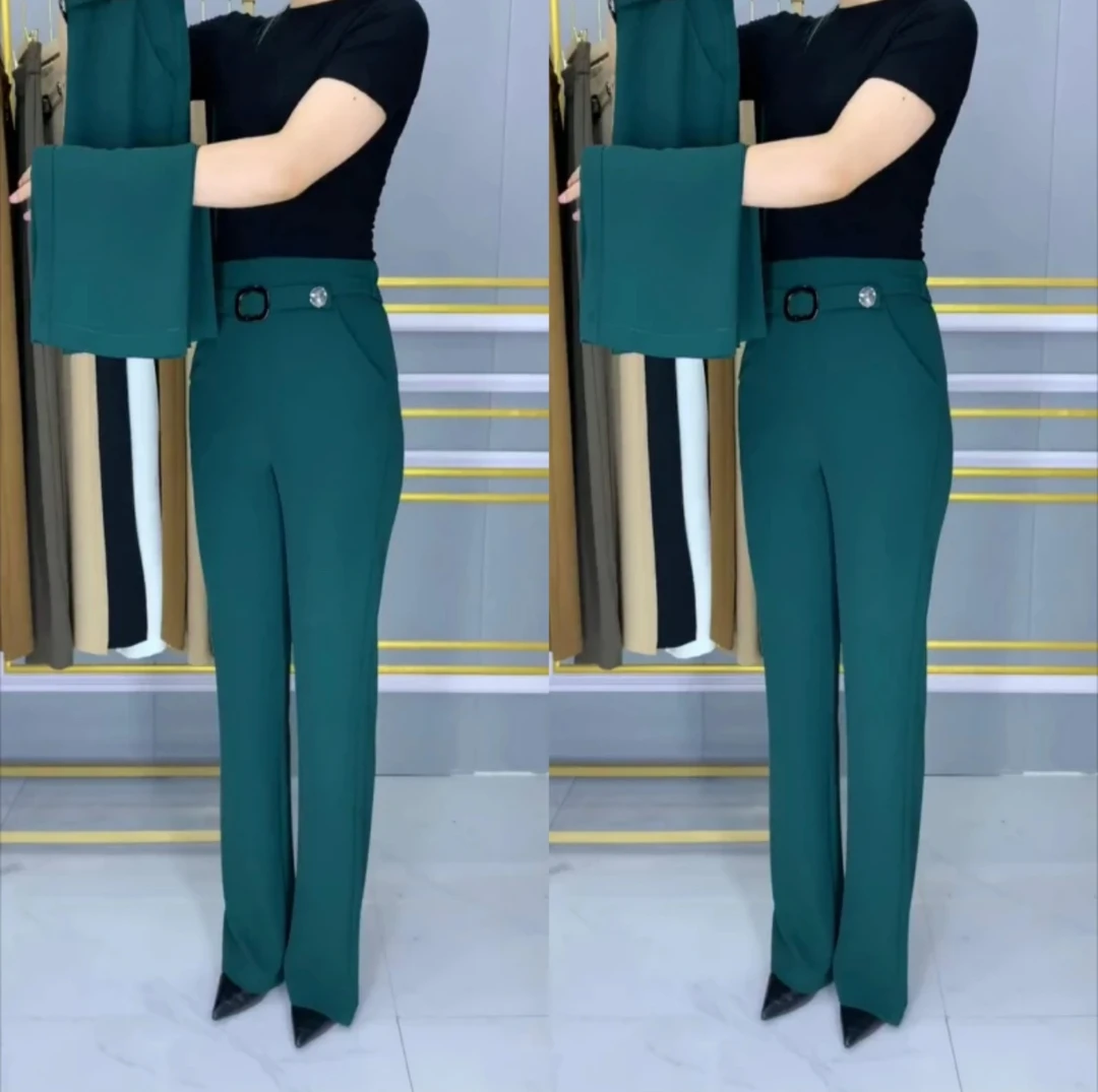 春夏新款薄款牛奶丝微喇裤女士高腰显瘦垂感时尚高档冰丝休闲裤