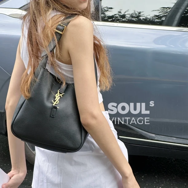 95新 YSL/圣罗兰 Ysl 黑金 牛皮 hobo小号/631897706