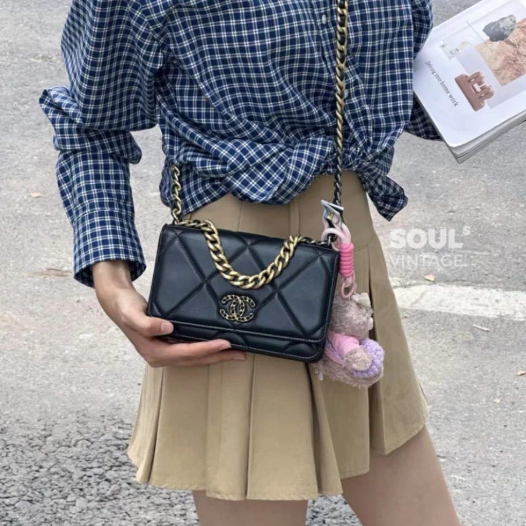 95新 Chanel/香奈儿 Chanel 黑金 羊皮19bagwoc/697942864