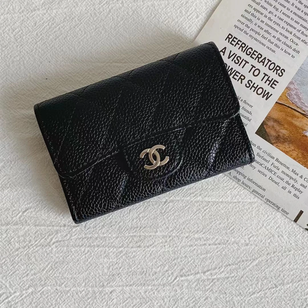 95新 Chanel/香奈儿 黑银 cf 卡包/681008015