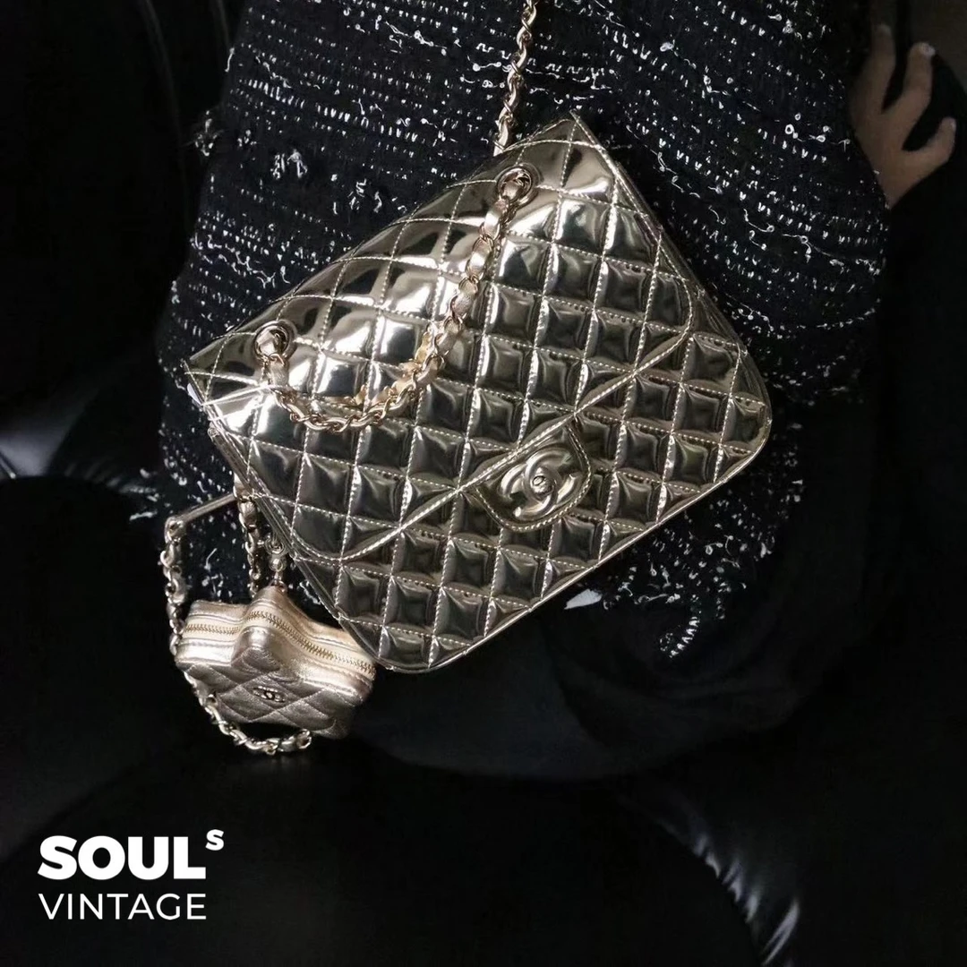 95新 Chanel/香奈儿 Chanel金色24c星星双肩包 芯片款/615689966