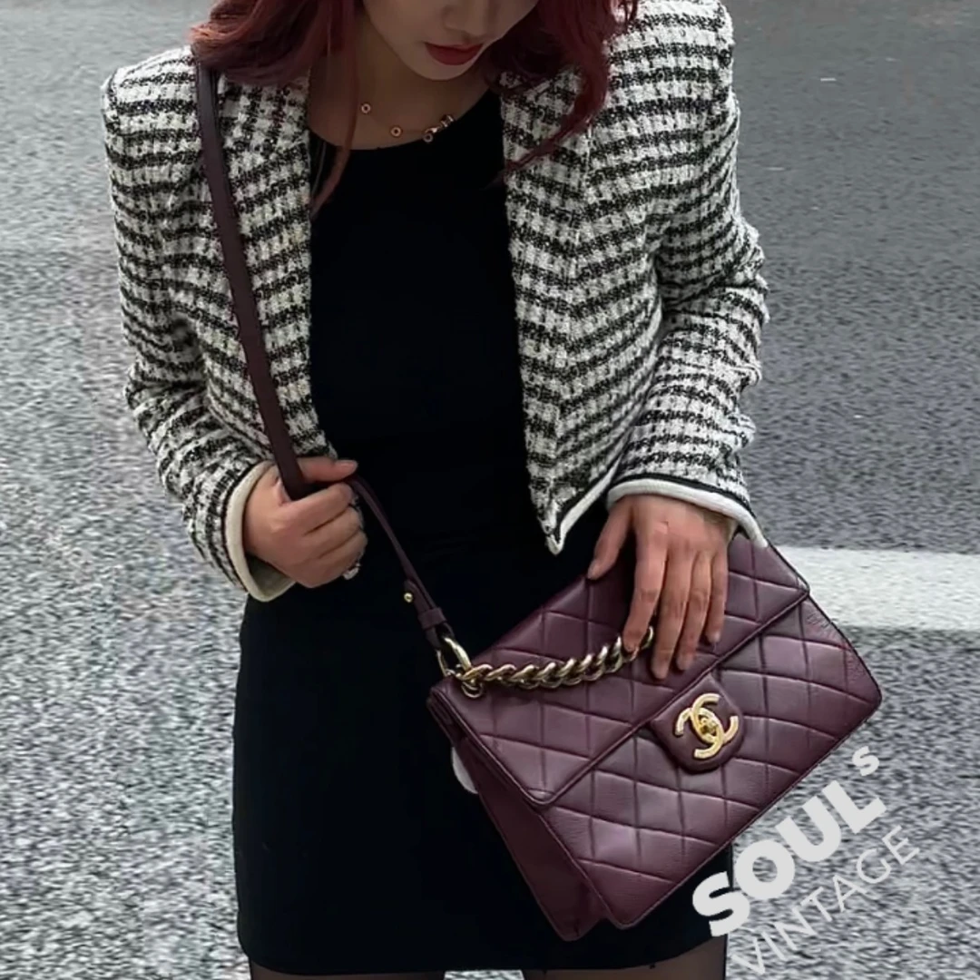 95新 Chanel/香奈儿 红金 链条 邮差/691051687