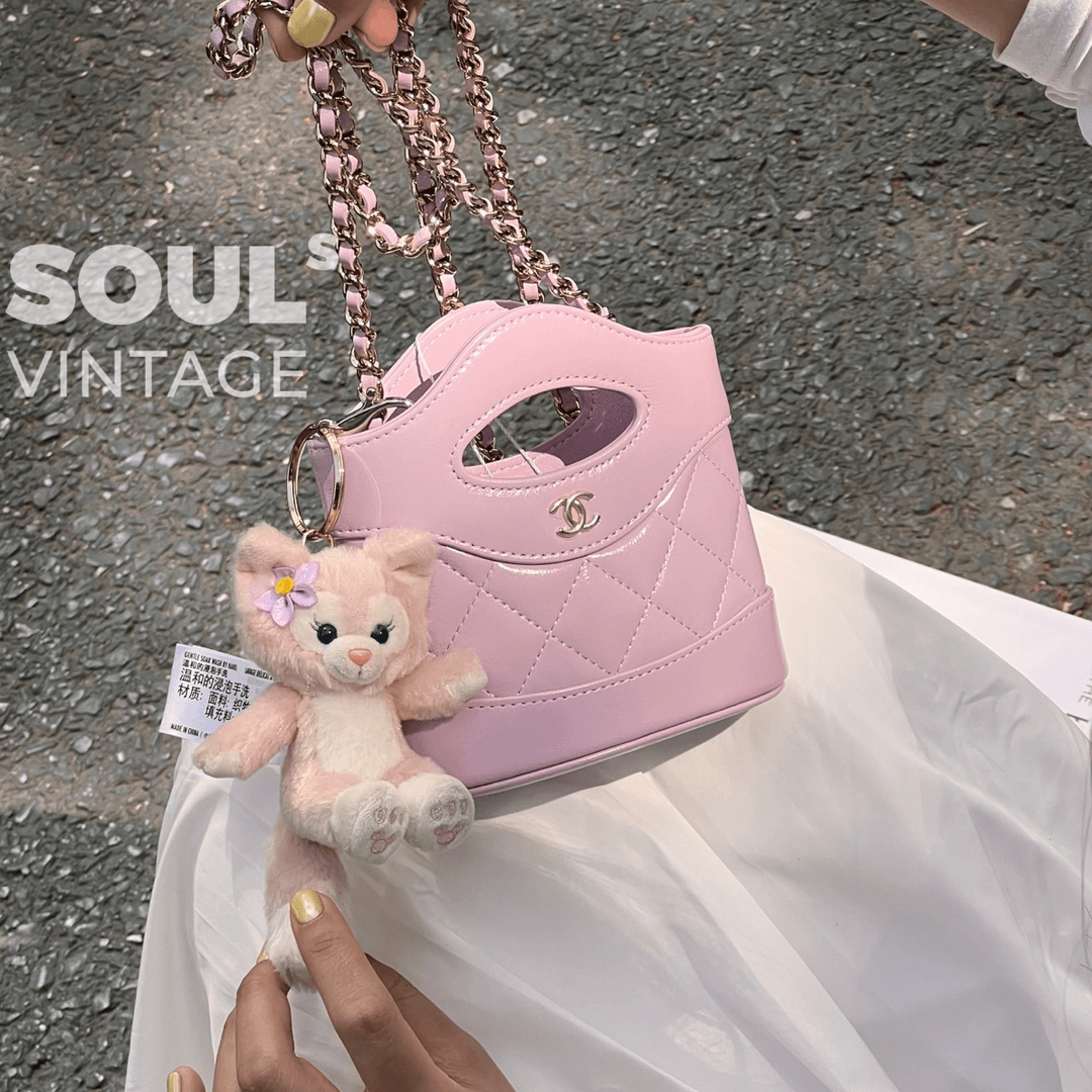 95新 Chanel/香奈儿 浅紫色24S油蜡羊皮31bag mini薯条/665932850