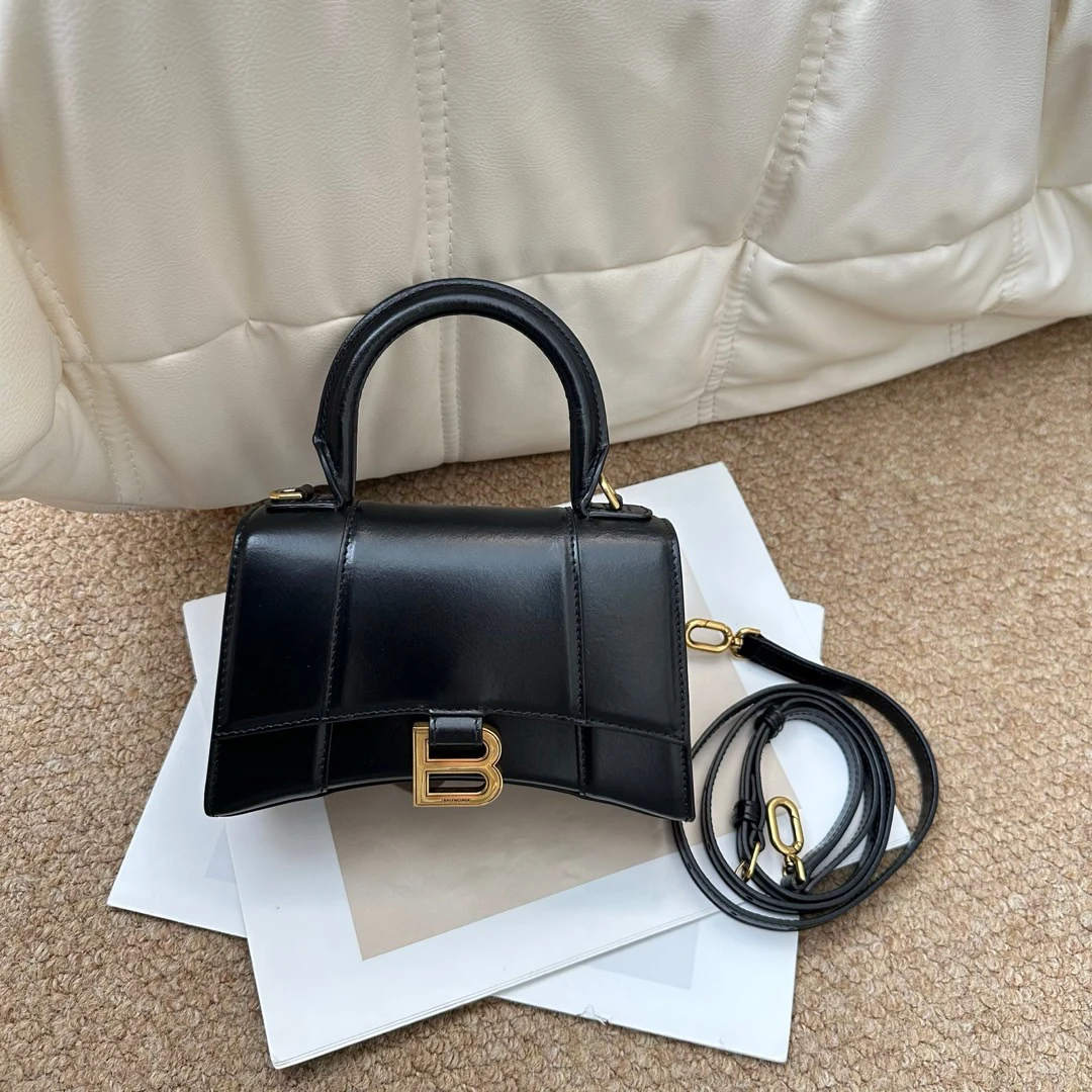 95新 Balenciaga/巴黎世家 黑金 光面牛 沙漏xs/640873001