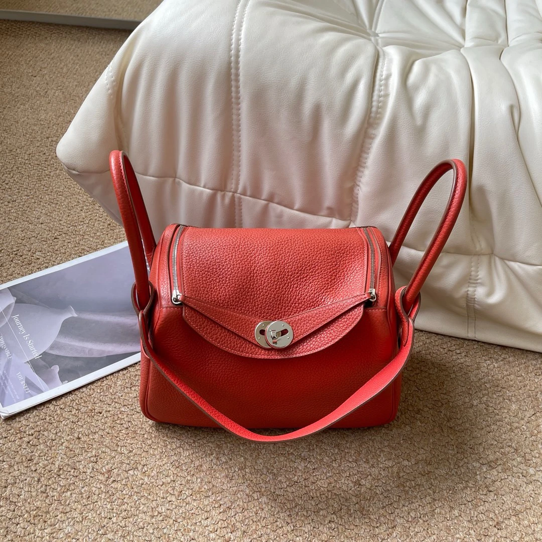 95新 Hermes/爱马仕 Hermes 三文鱼红 Tc皮Lindy26/659537103