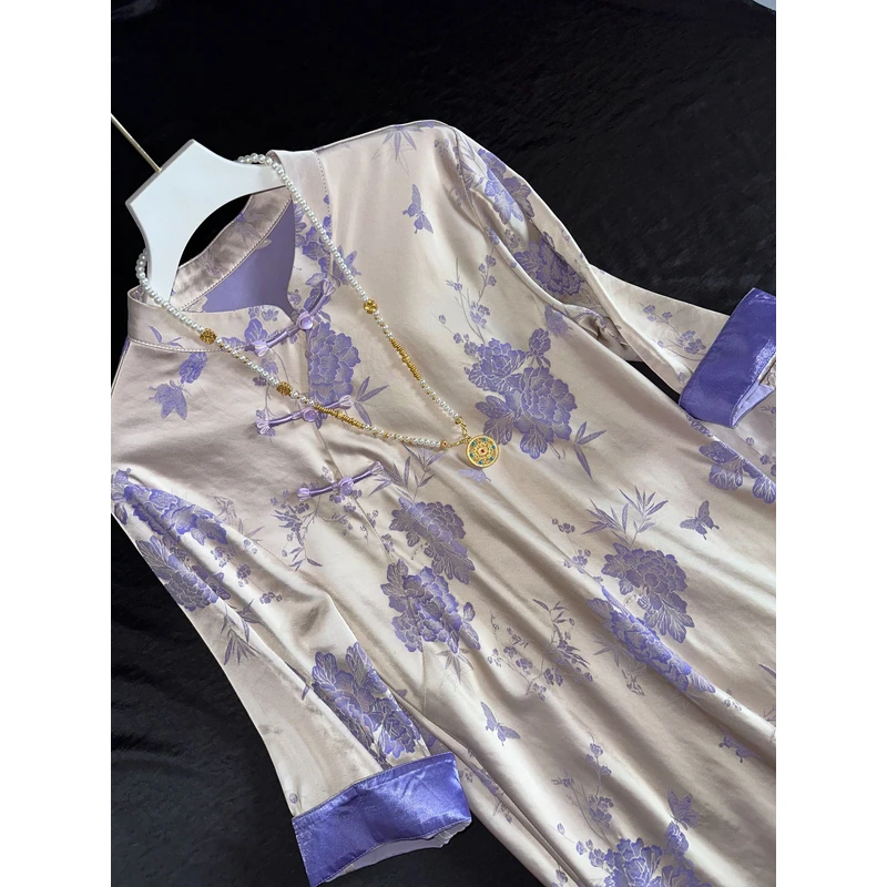 2400-常熟新中式秋季新款气质百搭显瘦女装连衣裙提花中国风