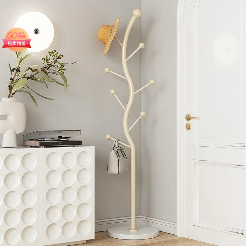 奶油风立式网红衣帽架落地卧室挂衣架衣架简约家用室内衣服收纳架