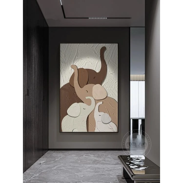 DF80侘寂风大象客厅装饰画现代简约玄关走廊壁画沙发背景墙落地画