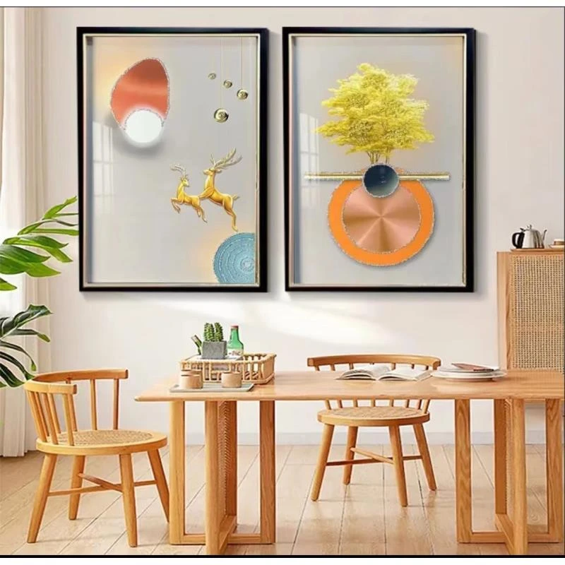 L23餐厅装饰画现代简约高档饭厅饭桌墙面壁画歺厅餐桌背景墙挂画