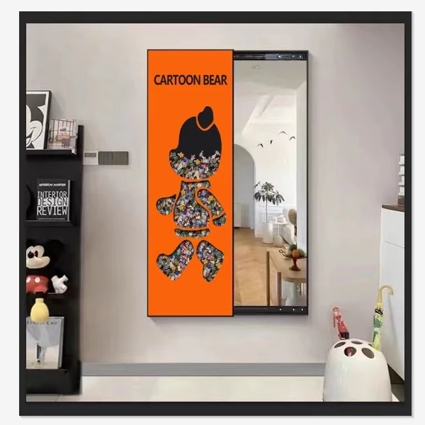 DF48艺术北欧风隐形全身镜推拉隐藏式镜子卧室试衣镜壁挂式穿衣镜