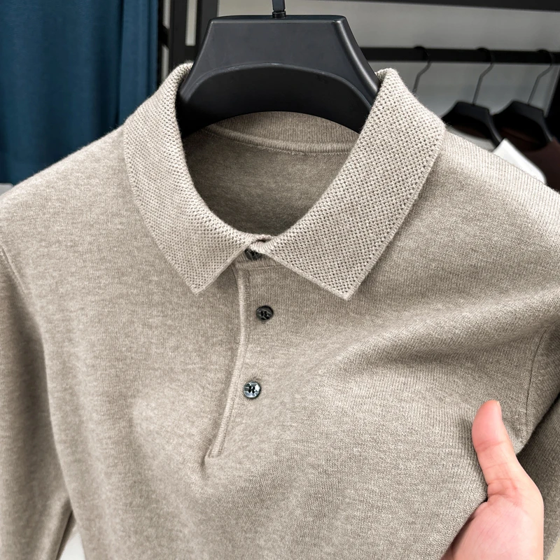 鄂尔多斯市100%纯羊毛衫500克重磅男士加厚保暖翻领针织保暖毛衣