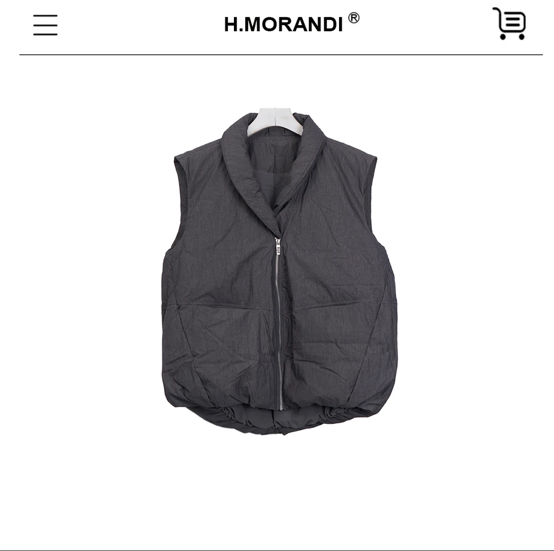 【H.MORANDI】设计款简约时尚轻奢纯色秋冬羽绒马夹外套93QFY010