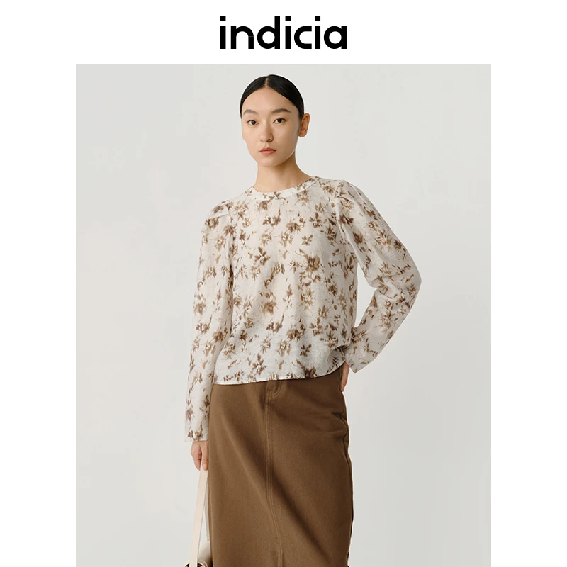 indicia2023秋季商场同款复古满印气质上衣5C307SY346