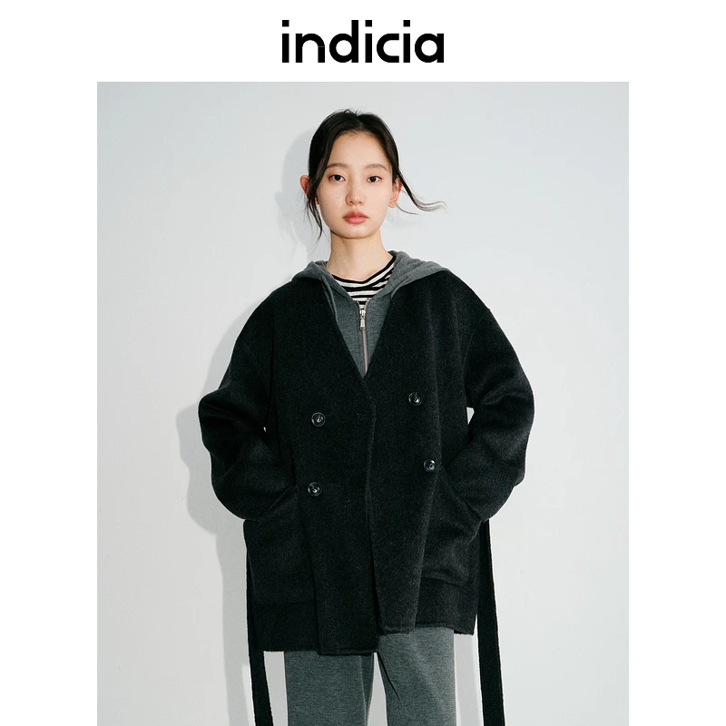 indicia标记24年秋冬新款百搭优雅舒适绵羊毛大衣L2D4DY190