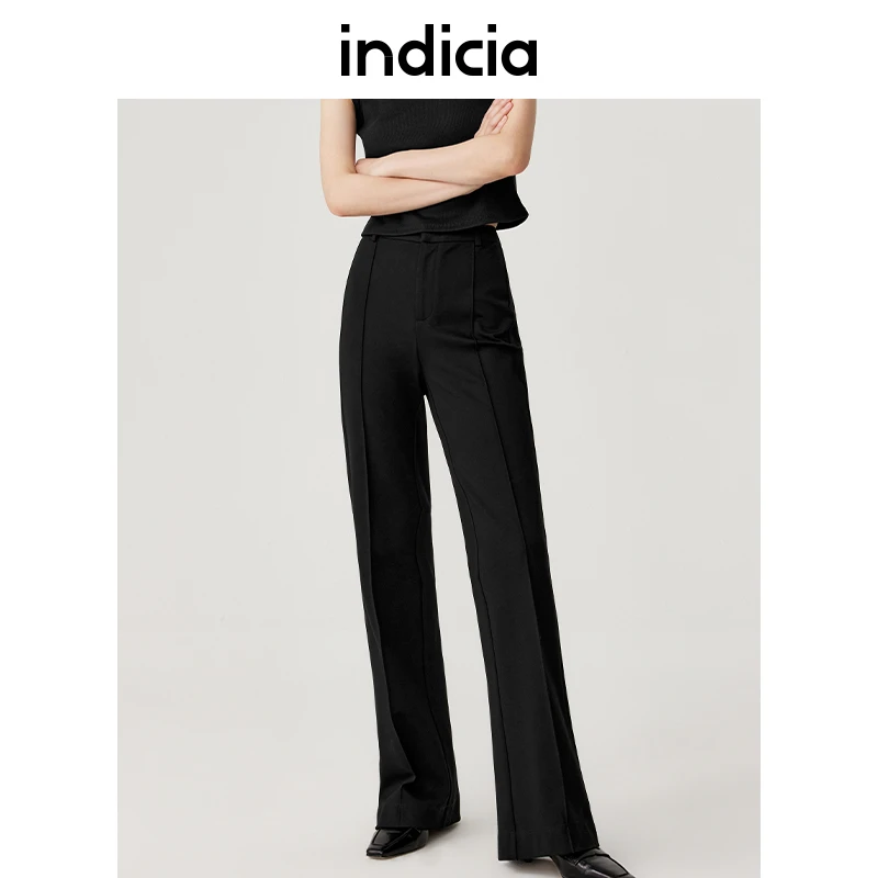 indicia商场秋季新款冰丝通勤微喇休闲裤高腰显瘦5C309KZ458