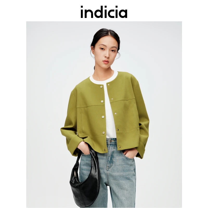 indicia标记商场春新款小个子短款外套上衣女5C308WT384