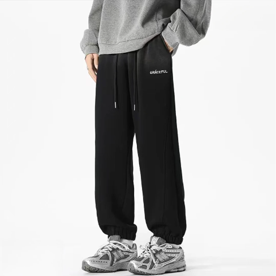 Lxy蓝星宇秋季新款男士百搭直筒裤子男宽松束脚运动休闲长裤2907