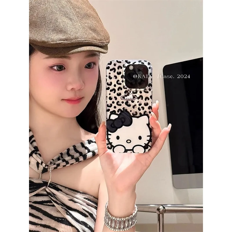 豹纹凯蒂猫适用苹果13promax手机壳iphone1615创意1412防摔11高级