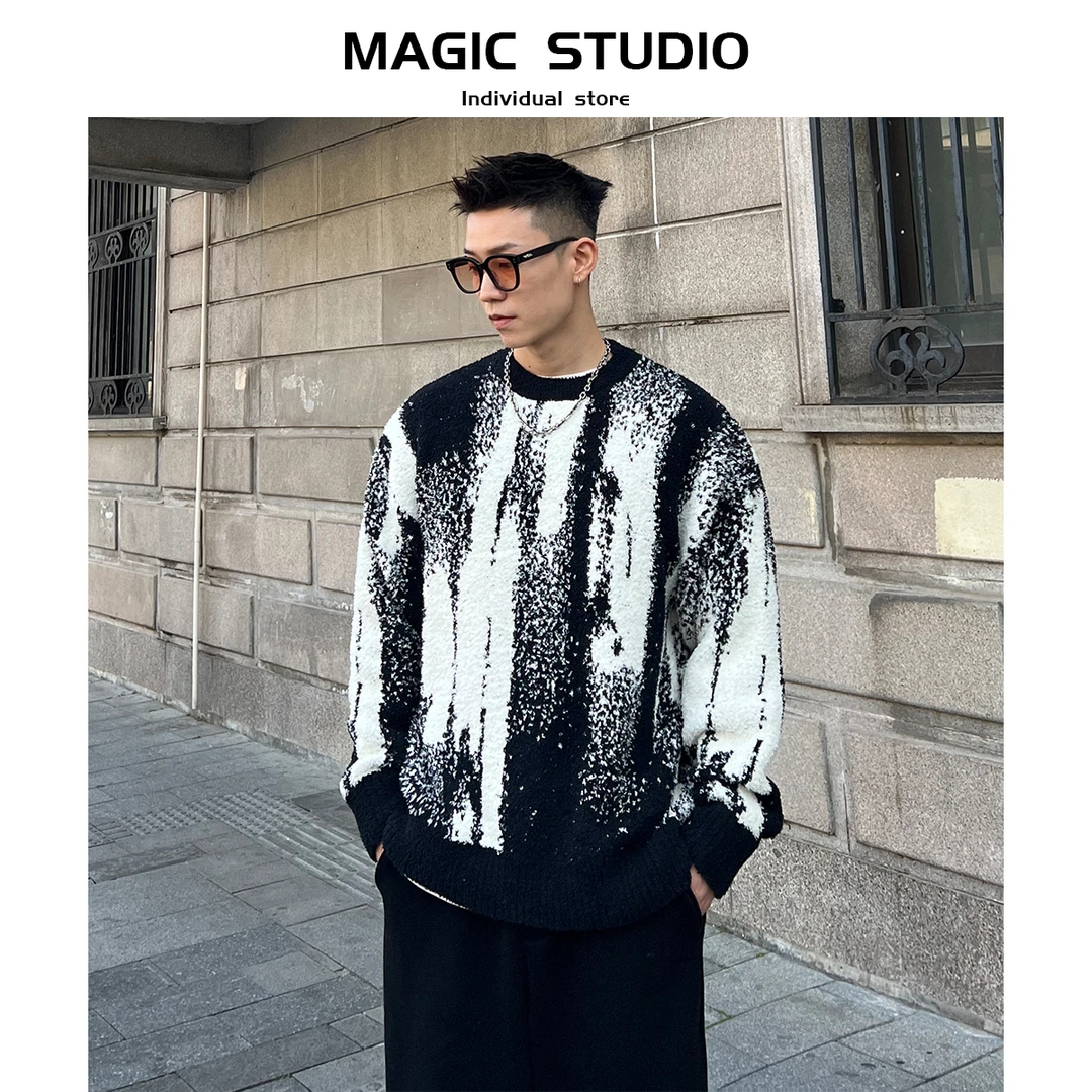 新羊羔绒毛衣男秋冬季保暖休闲潮百搭宽松美式潮流上衣232168WD