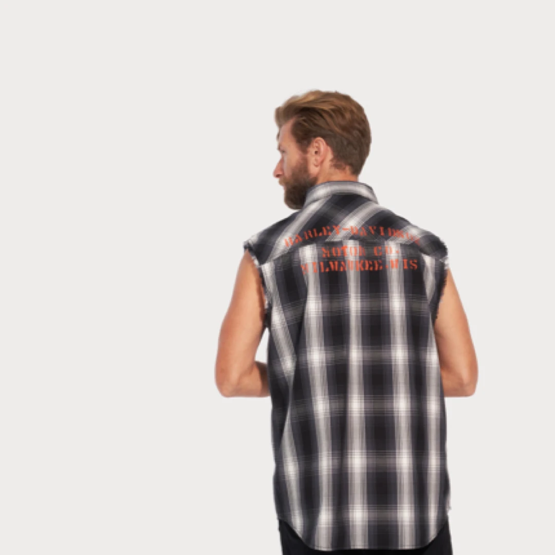哈雷戴维森男士无袖格子马甲96372