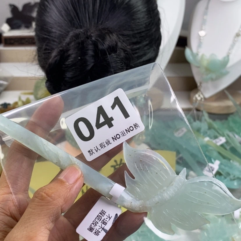 【闪购商品】蛇纹石玉发饰未镶嵌女**人