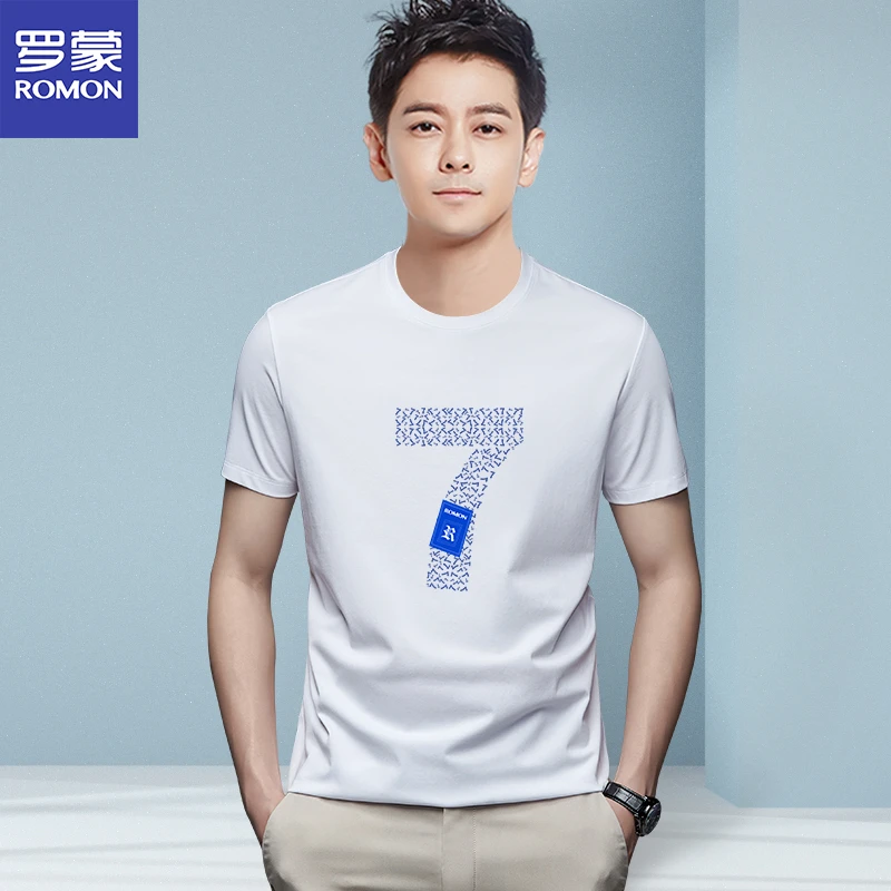 Romon/罗蒙DX3152T/男士潮流修身品质透气圆领短袖T恤打底衫男装