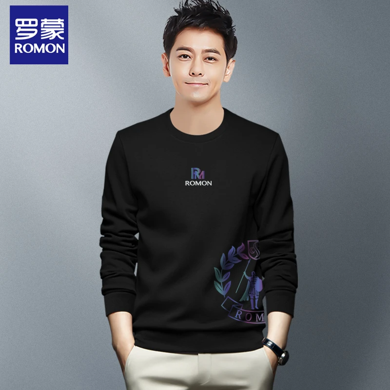 秋季男上衣时尚印花爆款圆领卫衣宽松休闲百搭打底衫男装男士1008