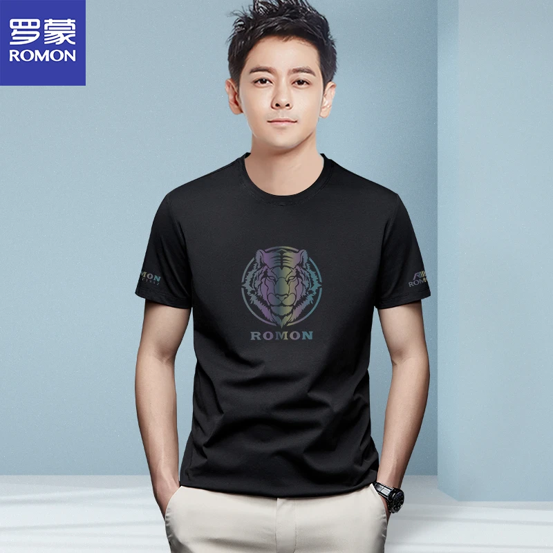 Romon/罗蒙DX3027T/男士潮流修身品质透气圆领短袖T恤打底衫男装