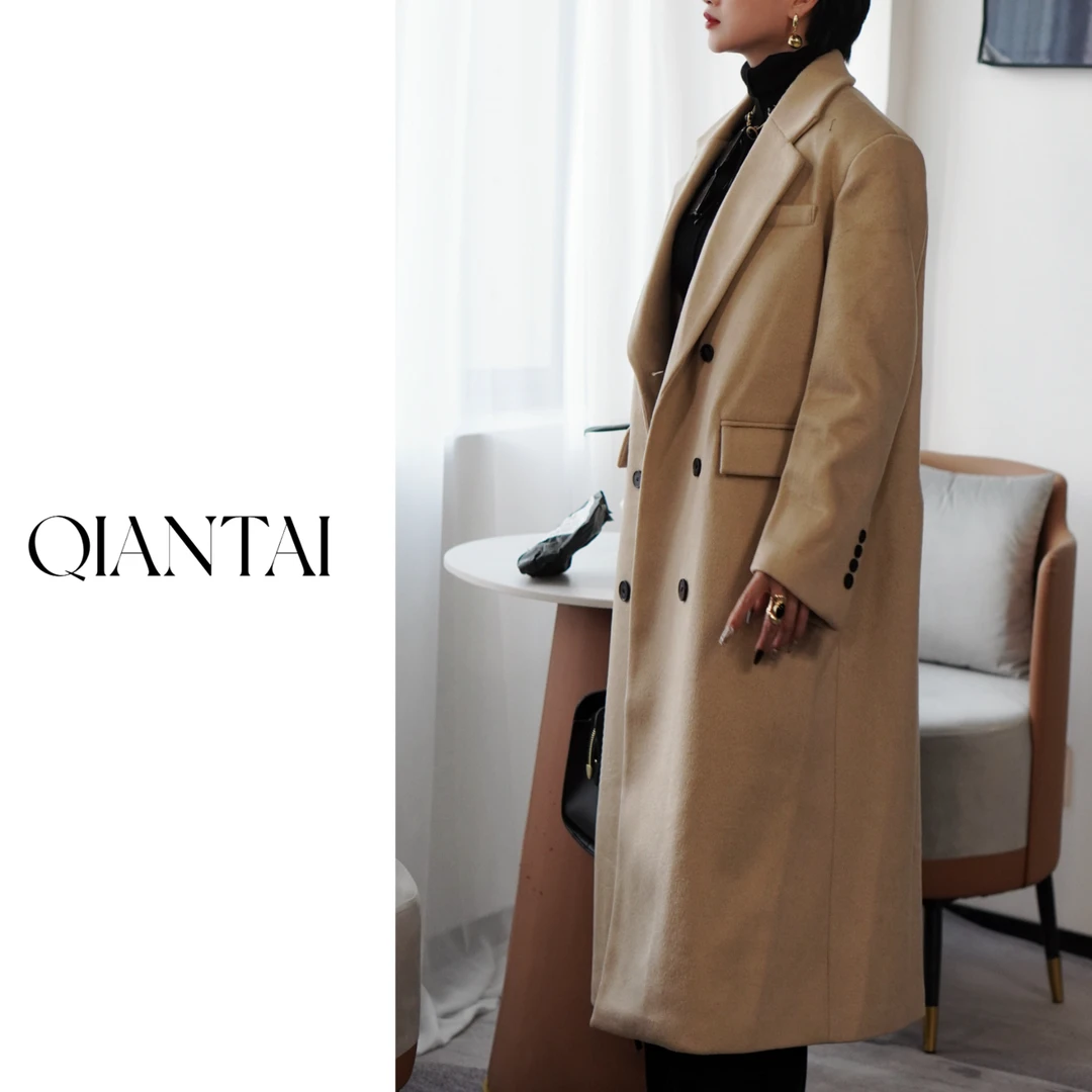 QIANTAI【佳人韵JERhyme】气质轻奢设计师时尚百搭简约中长款大衣